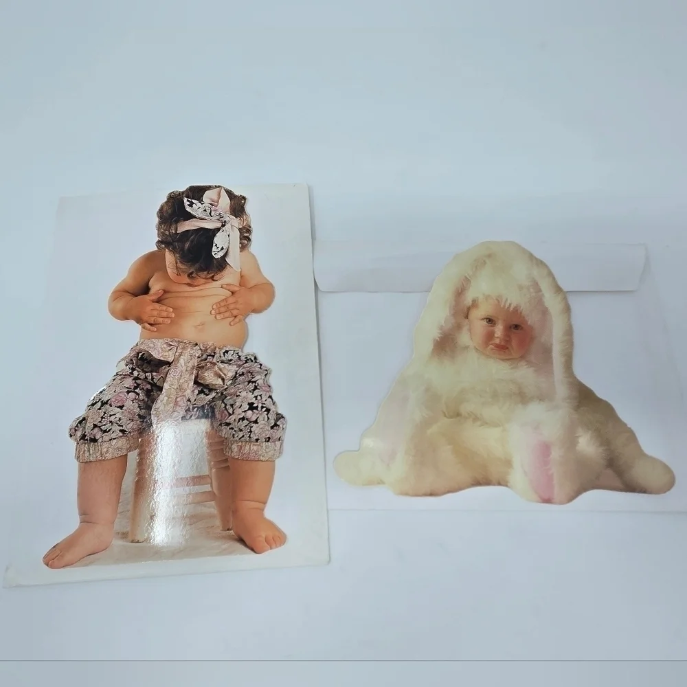 VINTAGE 1970S GREETING CARDS OVERSIZE BABY PUPPY 1990S ANNE GEDDES POSTCARDS LOT